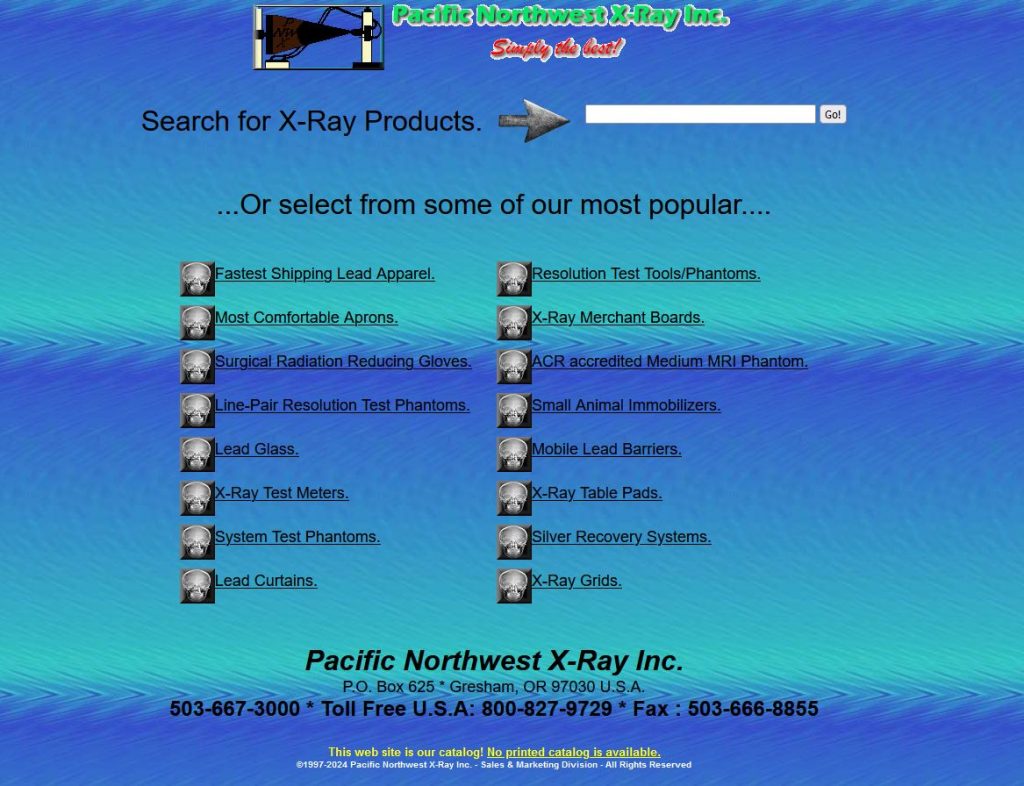Pacific Northwest X-Ray website screenshot. They desperately need a Web Designer!